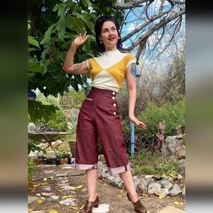 Vintage 1940's Vivien Of Holloway Culottes Brown Size 18